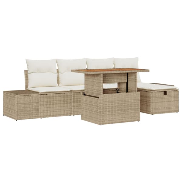 Trädgårdsoffset 6 pcs Beige konstrotting