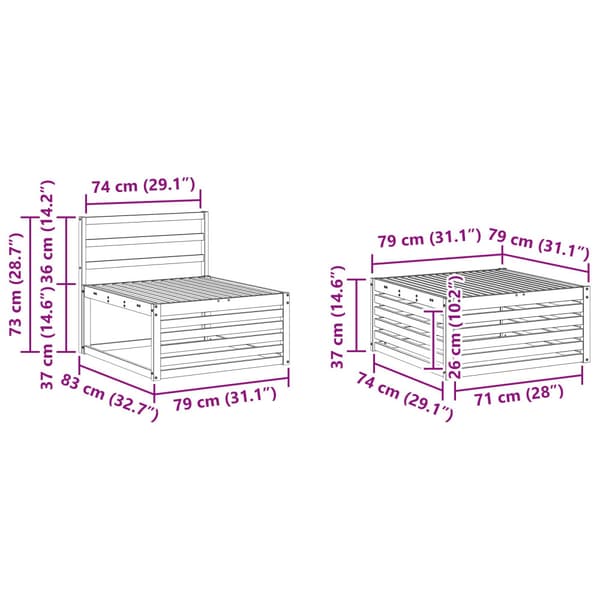 Utomhussoffset 8 pcs Naturfärg