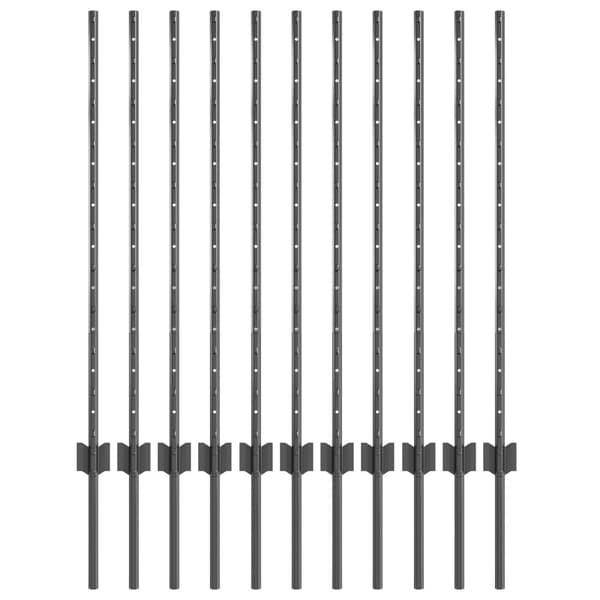 Stängselstolpe 11 pcs Grå 100 cm Stål