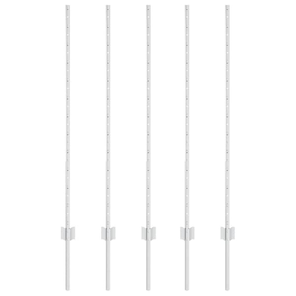 Stängselstolpe 5 pcs Silver 120 cm Stål
