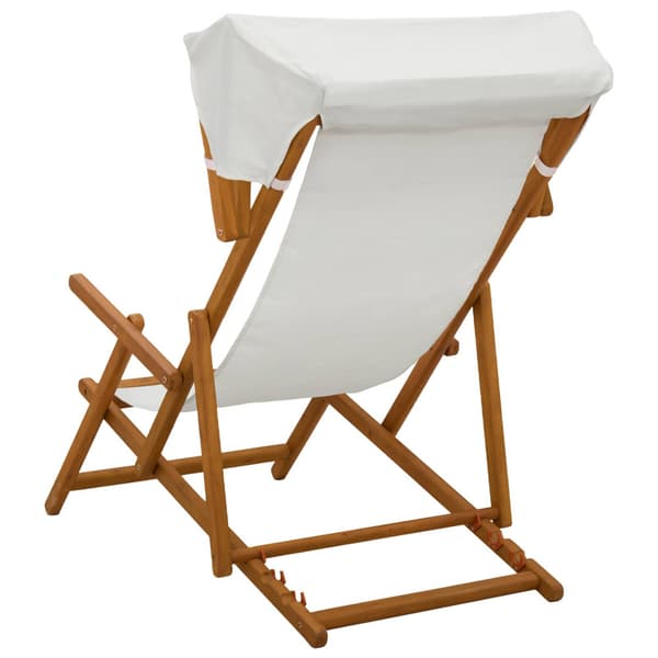 Deck Chair 3 Position Massiv Eukalyptus Trä Gräddvit
