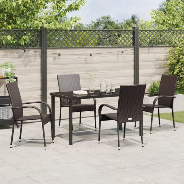 Trädgårdsmöbelset 5 pcs Brun Pulverlackerat stål
