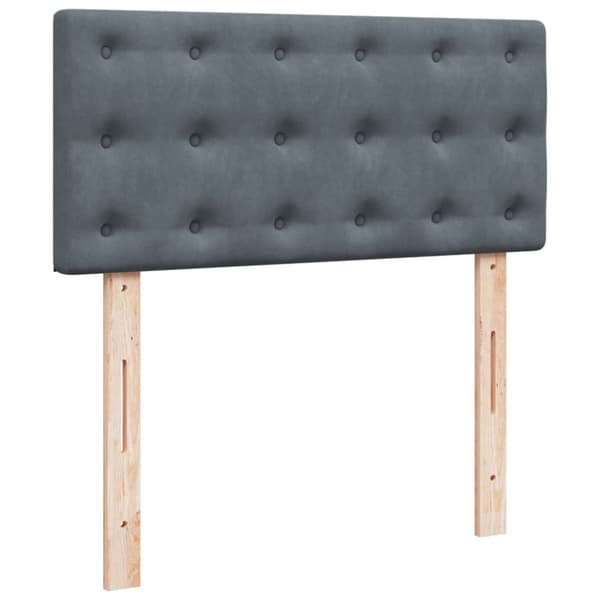 Ramsäng med madrass mörkgrå 100x200 cm sammet