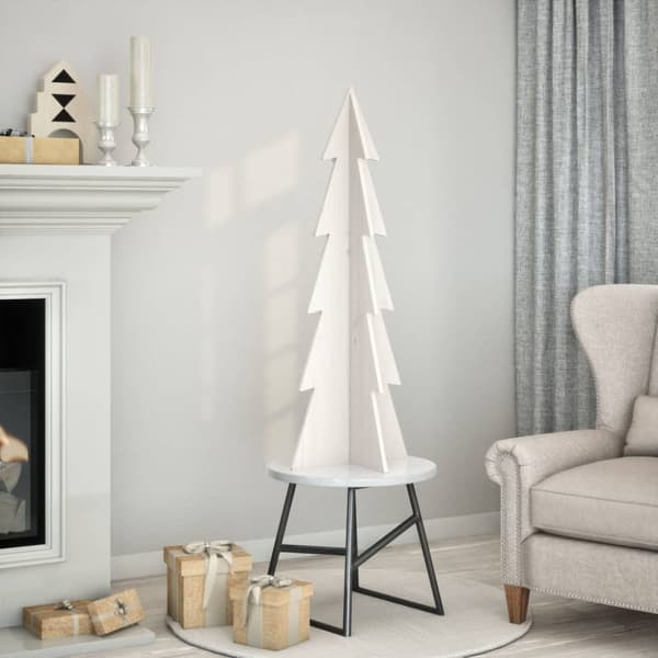 Julgran trä vit 112 cm massiv furu