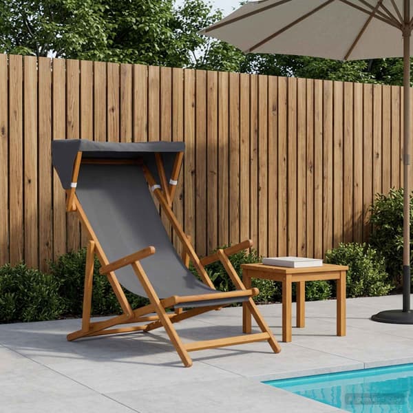 Deck Chair 3 Position Massiv Eukalyptus Trä Grå