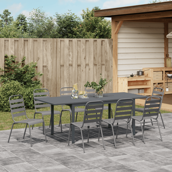 Trädgårdsmöbelset 9 pcs Antracit Pulverlackerad stål