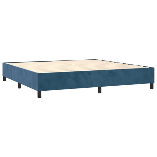 Ramsäng med madrass & LED mörkblå 200x200 cm sammet