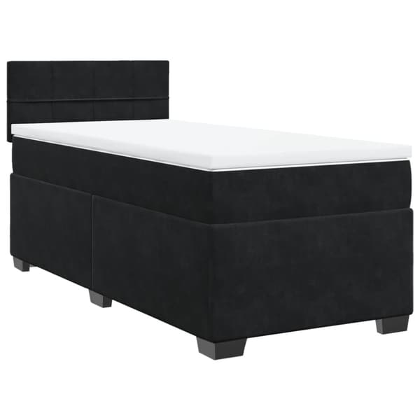 Ramsäng med madrass svart 90x190 cm sammet
