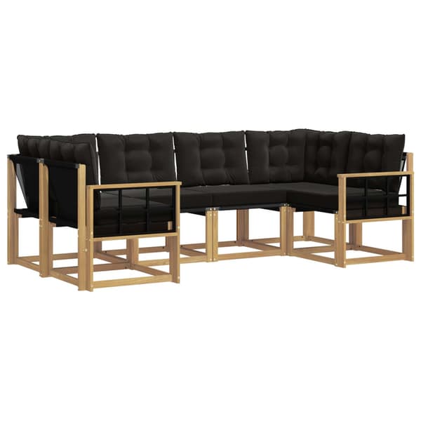 Utomhussoffset med kudde 6 pcs Vit och svart