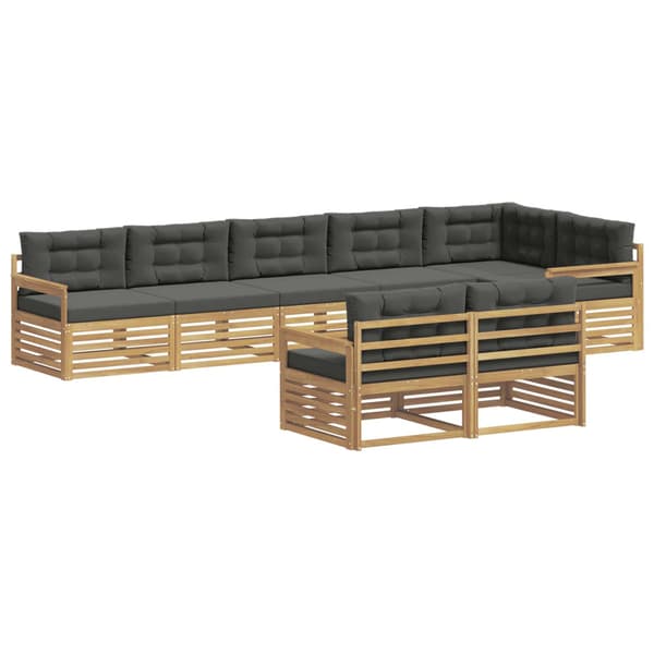 Utomhussoffset med kudde 8 pcs Vit och antracit Polyester