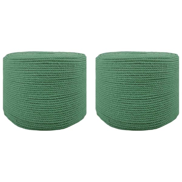Bomullssnöre 2 st 2 mm 100 m Grön 100% Bomull