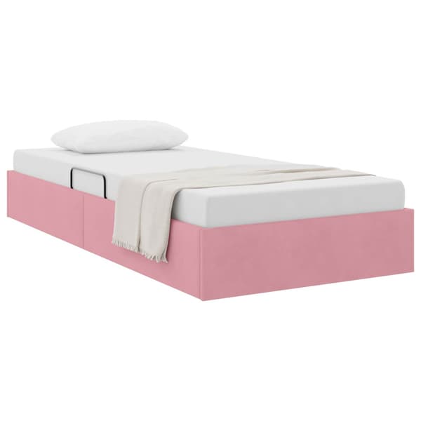 Ottoman Sängram med lagring Rosa 100 x 200 cm Sammet