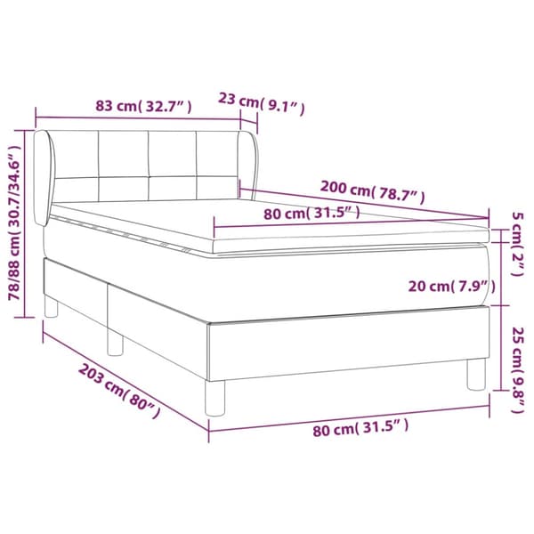 Ramsäng med madrass ljusgrå 80x200 cm sammet
