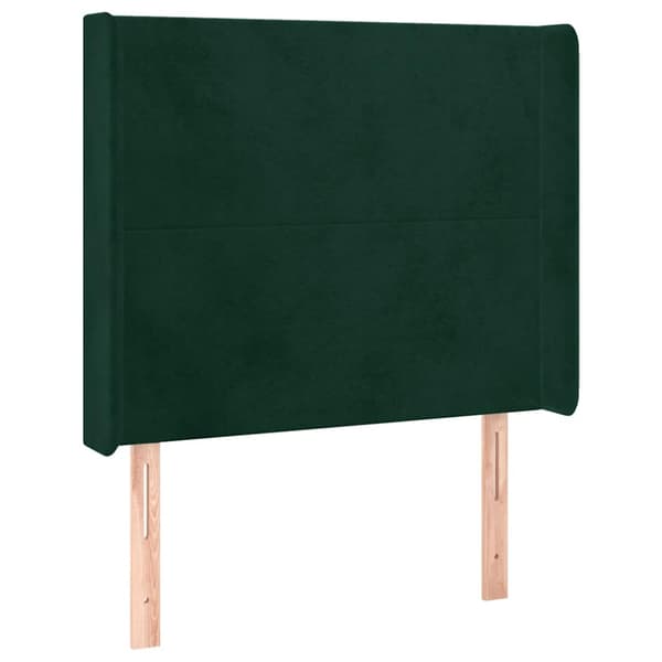 Ramsäng med madrass & LED mörkgrön 90x190 cm sammet