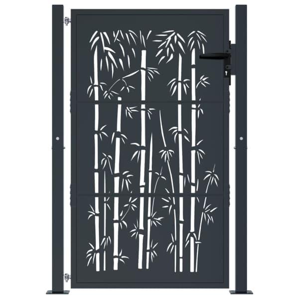 Trädgårdsgrind antracit 100x150 cm stål bambu design