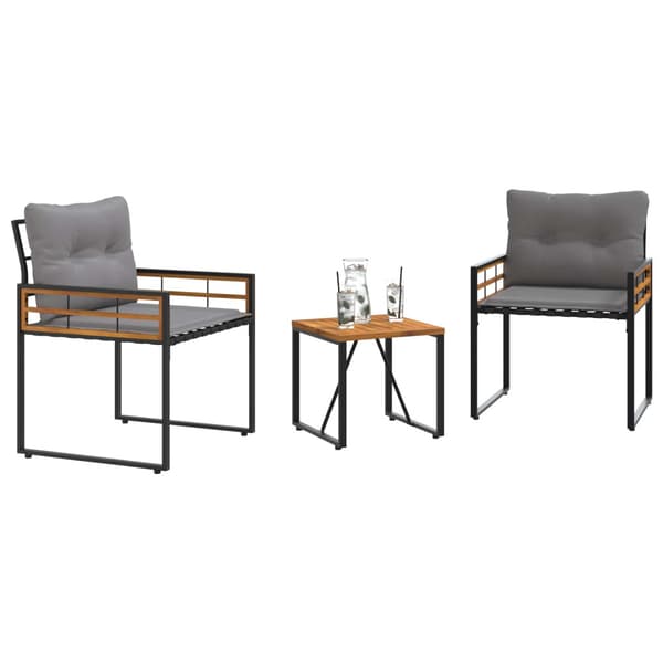Utemöbelset med kudde 3 pcs Ljusgrå