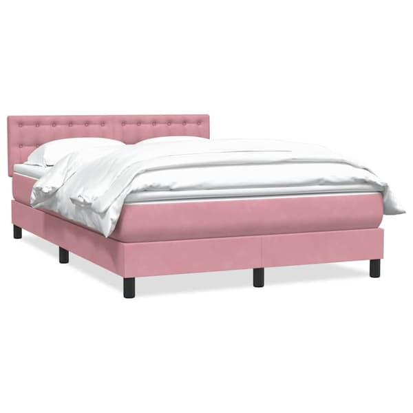 Ramsäng med madrass rosa 160x210 cm sammet