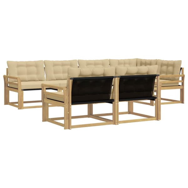 Utomhussoffset med kudde 7 pcs Vit och Beige