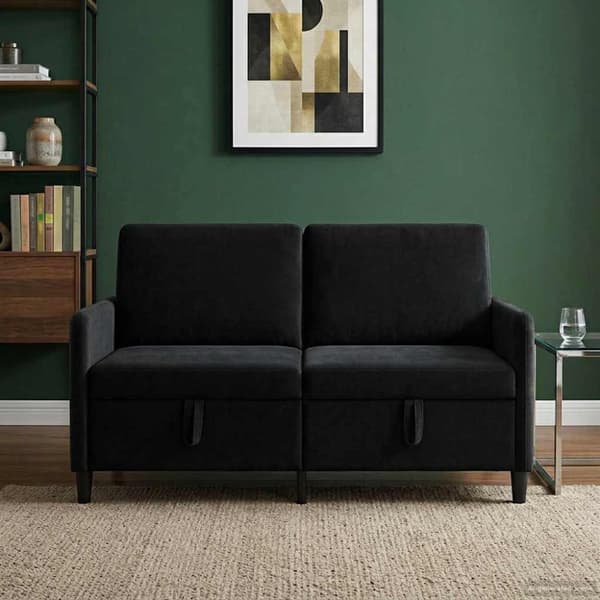 Soffa med förvaring Svart 152 x 78 x 87 cm Polyester