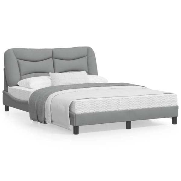 Bed Frame with LED without Mattress "Hvar" Light Grey 120x200 cm Fabric