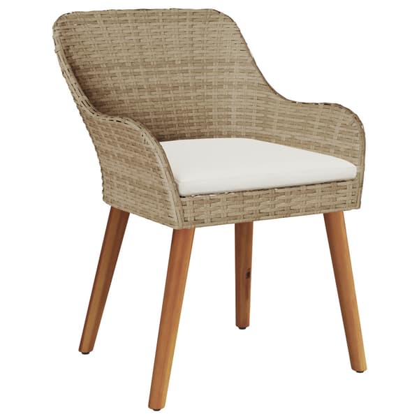 Trädgårdsmöbelset med kudde 5 pcs Beige konstrotting