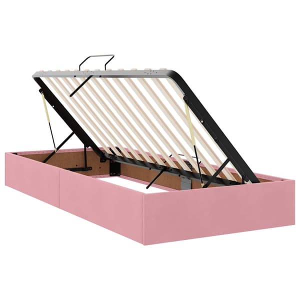 LED förvaringssäng med madrass Rosa 200 x 200 cm Sammet