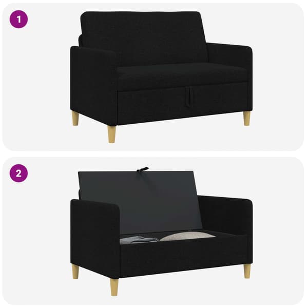 Soffa med förvaring Svart 122 x 78 x 87 cm Polyester