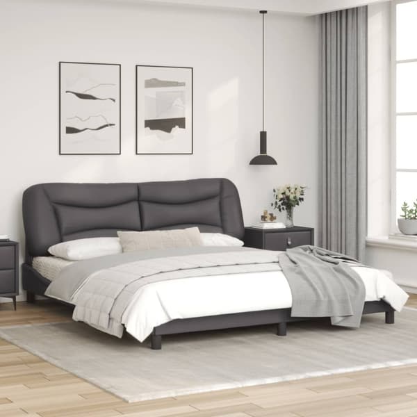 Bed Frame with LED without Mattress "Hvar" Grey 180x200 cm
