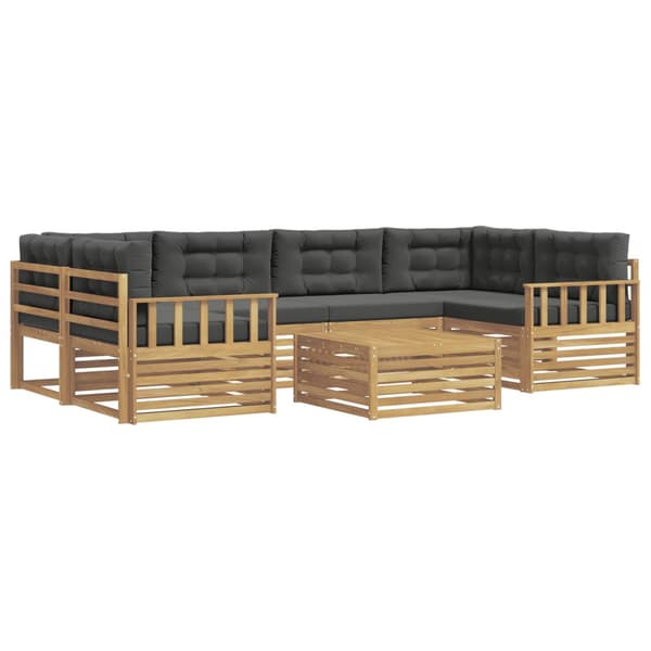 Utomhussoffset med kudde 7 pcs Vit och antracit Polyester