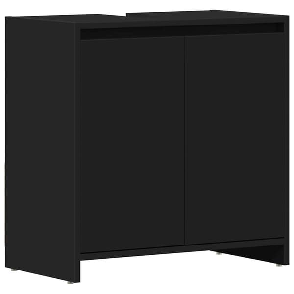 Badrumsskåp svart 60x33x61 cm konstruerat trä