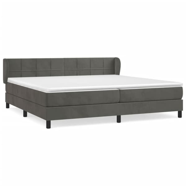 Ramsäng med madrass mörkgrå 200x200 cm sammet