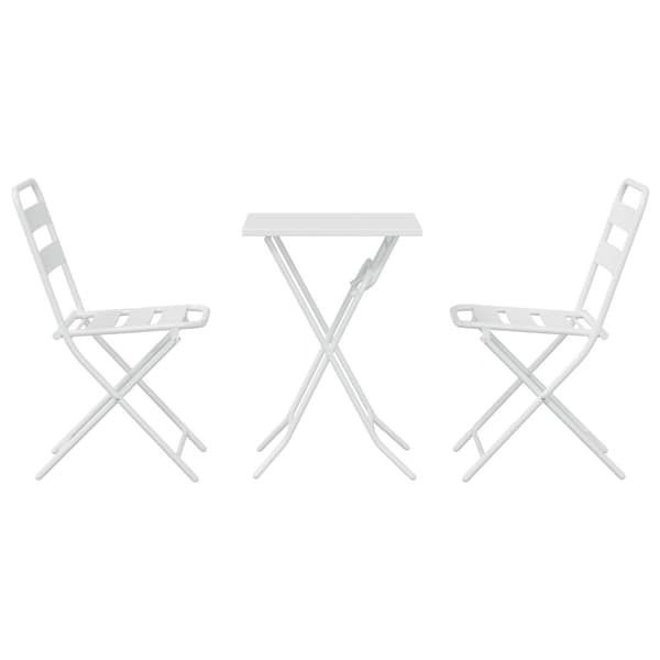 Trädgårds Bistro Set 3 pcs Vit Stål