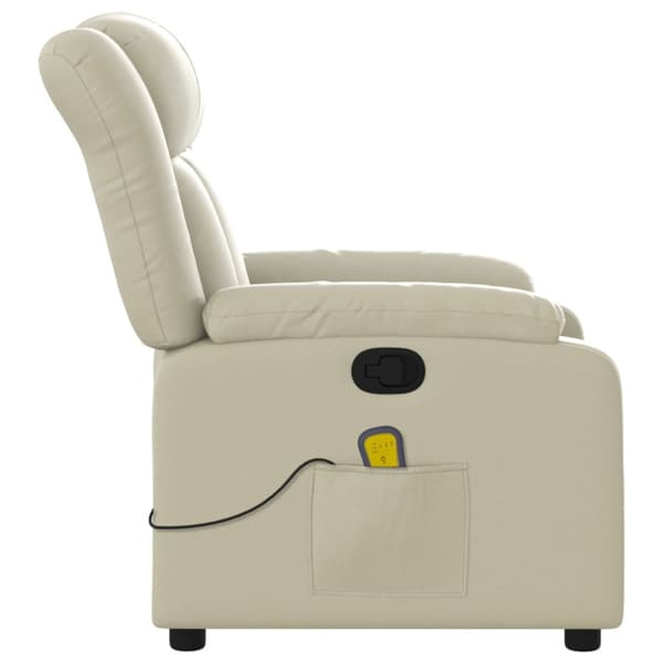 Massagefåtölj krämfärgad konstläder