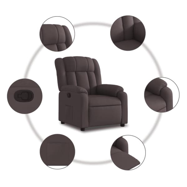 Reclinerfåtölj mörkbrun tyg