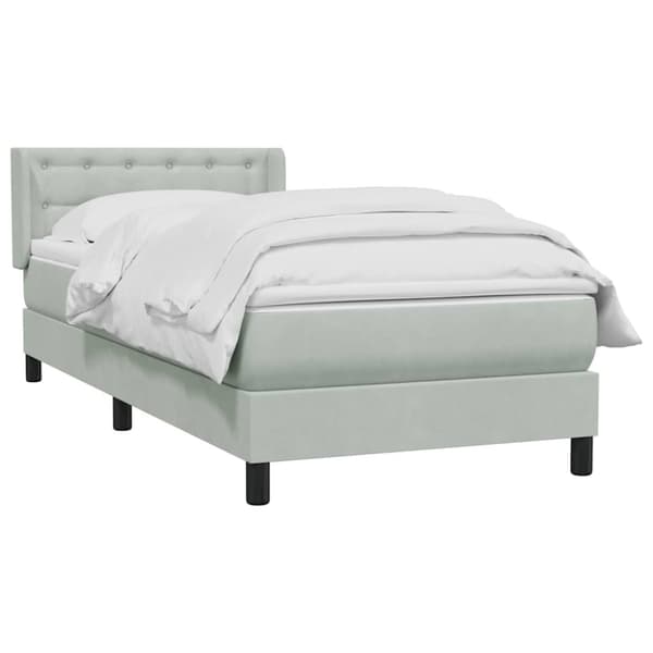 Ramsäng med madrass ljusgrå 80x210 cm sammet