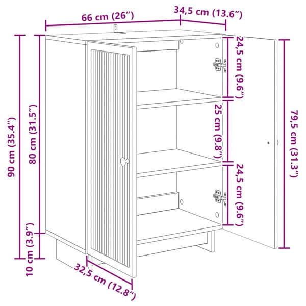 Sideboard Vit 66 x 34,5 x 90 cm Konstruerat trä