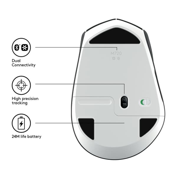 Logitech M720 datormöss högerhand Trådlös RF + Bluetooth Optisk 1000 DPI