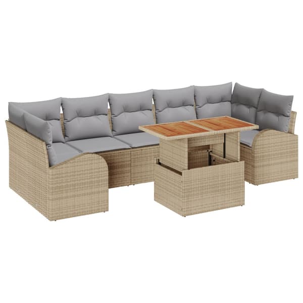 Trädgårdsoffset med lagring 8 pcs Beige Poly rattan