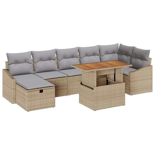 Trädgårdsoffset 8 st Beige konstrotting