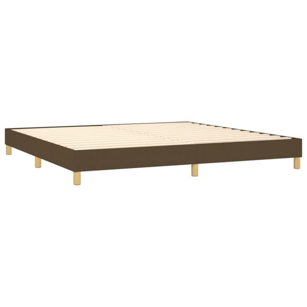 Boxspring-sängram mörkbrun 200x200 cm tyg