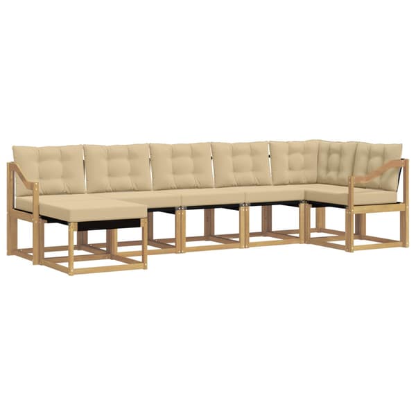 Utomhussoffset med kudde 7 pcs Vit och Beige