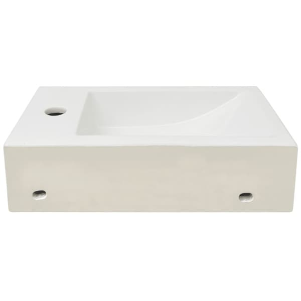 Handfat med kranhål rektangulär keramisk vit 46x25,5x12 cm