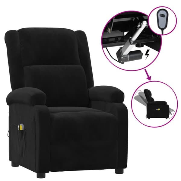 Elektrisk massagefåtölj svart sammet
