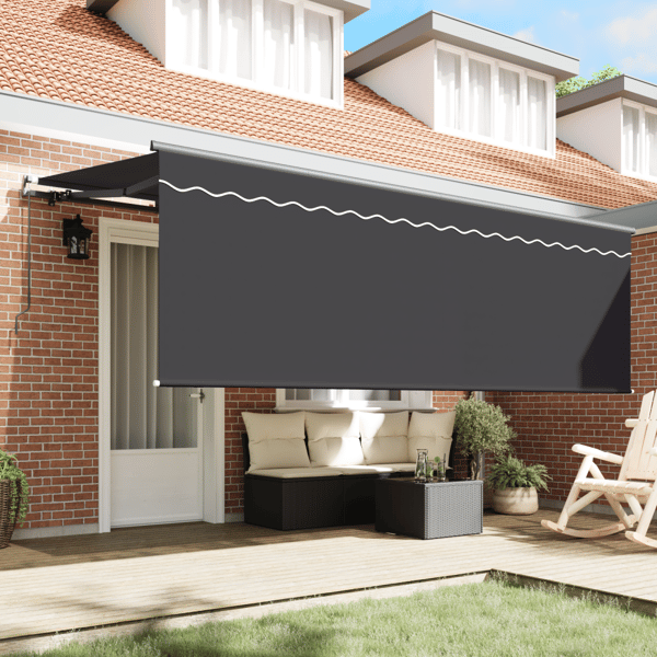 Utfällbar markis Antracit 400 x 200 cm Polyester och aluminium