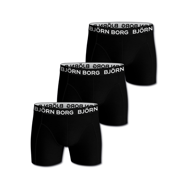 Boxer Solid 3-p Underwear Black Male