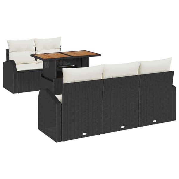 Trädgårdsoffset med lagring 6 pcs Svart Poly rattan