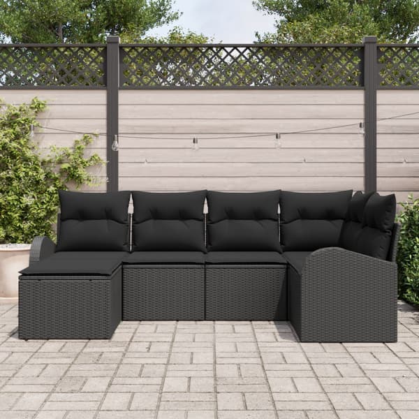 Trädgårdsoffset 6 pcs Svart konstrotting