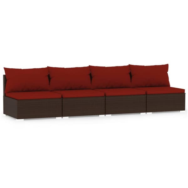Soffa 4-sits med dynor konstrotting brun