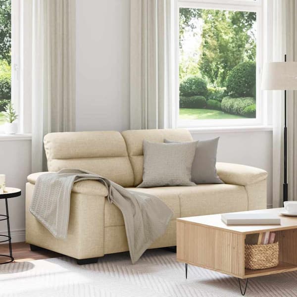 2-sitssoffa gräddvit 160x81x84 cm tyg