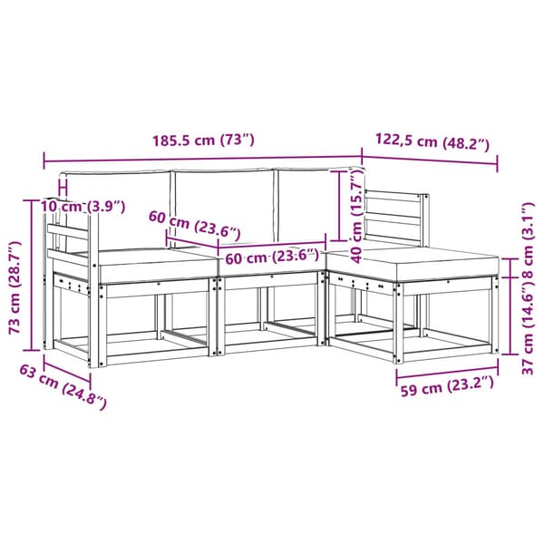 Utomhussoffset 4 pcs